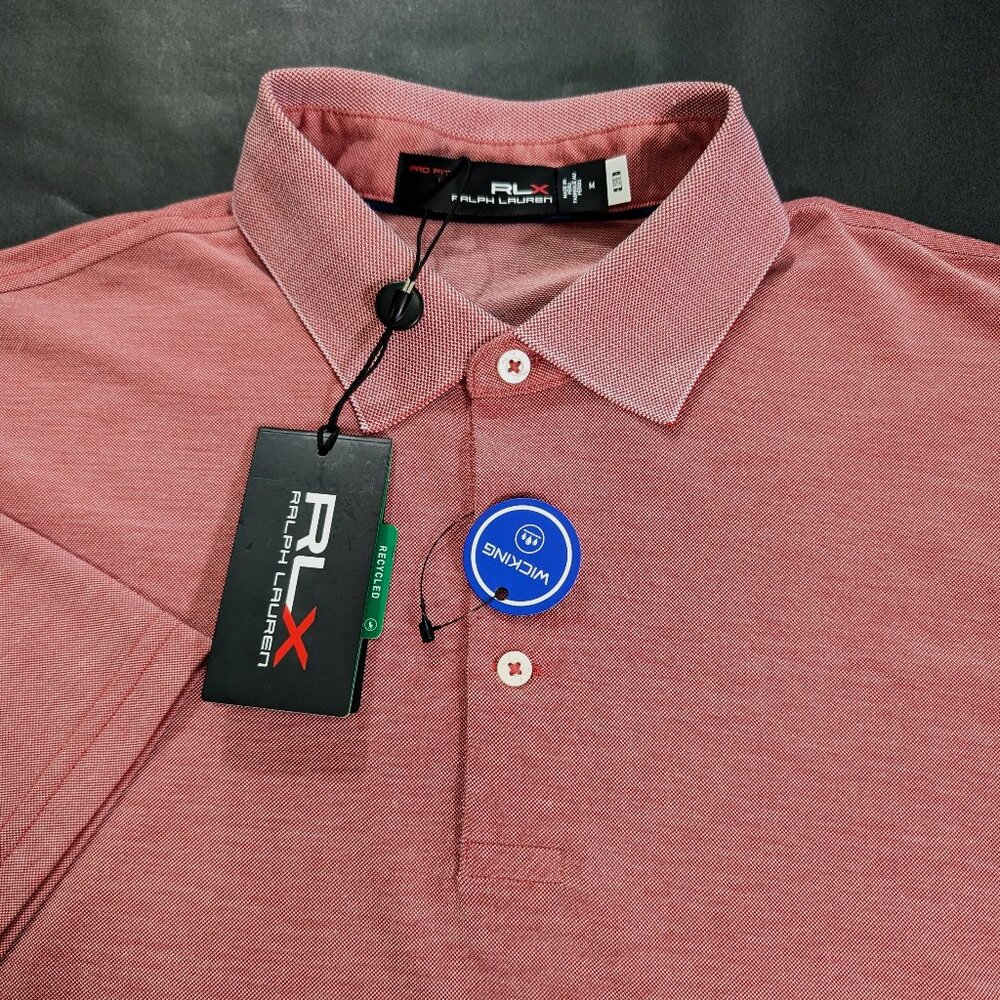 $110 RLX Polo Ralph Lauren Size M Pro Fit Red Pique Wicking Golf Polo Shirt